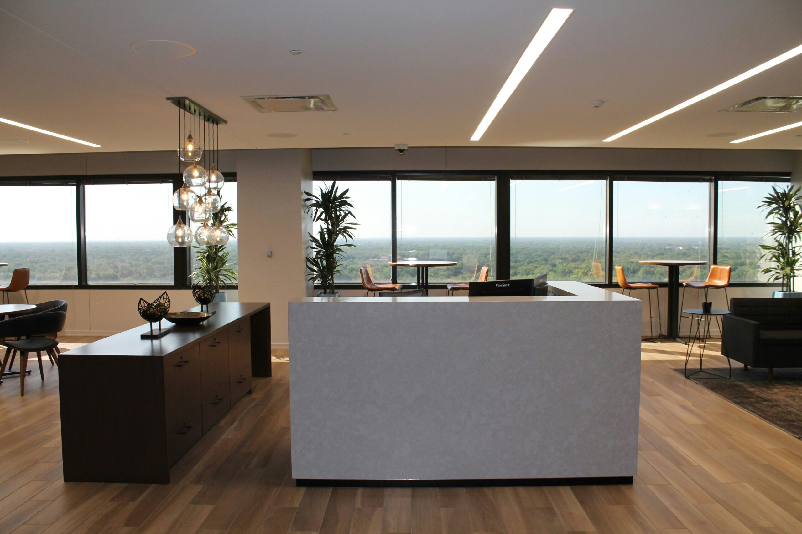 Reception desk welcoming clients at OVESCO Construction Solutions office